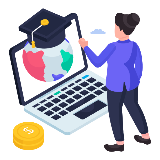 Distance Education, Global Learning, Global Study, International Education, Worldwide Education illustration