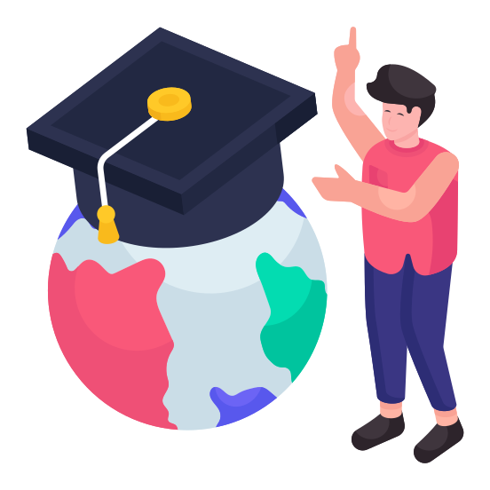 Global Education, Global Learning, Global Study, International Education, Worldwide Education illustration
