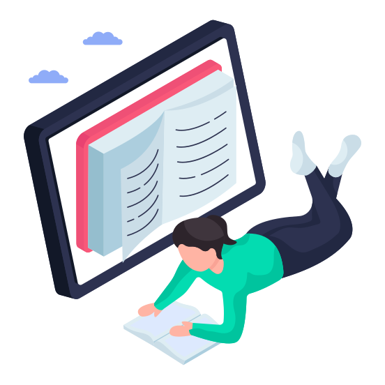 Online Book, Ebook, Digital Book, Electronic Book, Online Education illustration