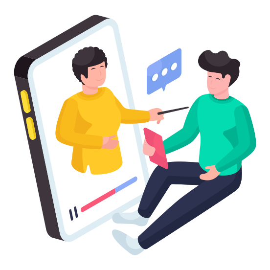 Online Lecture, Online Presentation, Video Lecture, Online Class, Online Education illustration