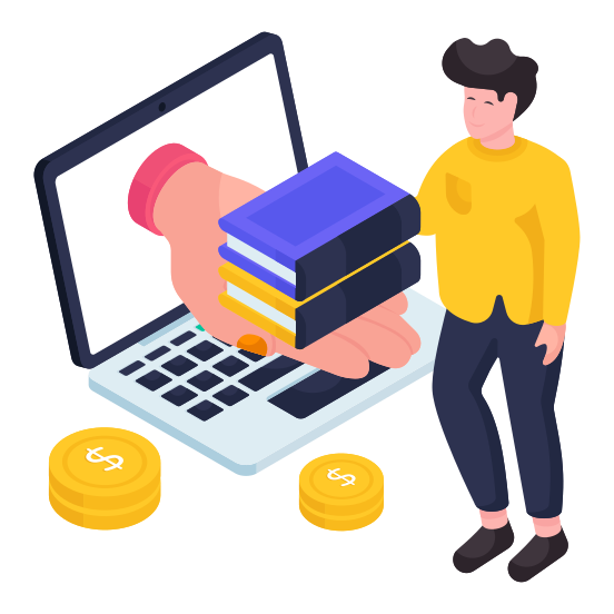 Online Library, Giving Online Books, Online Booklets, Digital Library, E Books, illustration