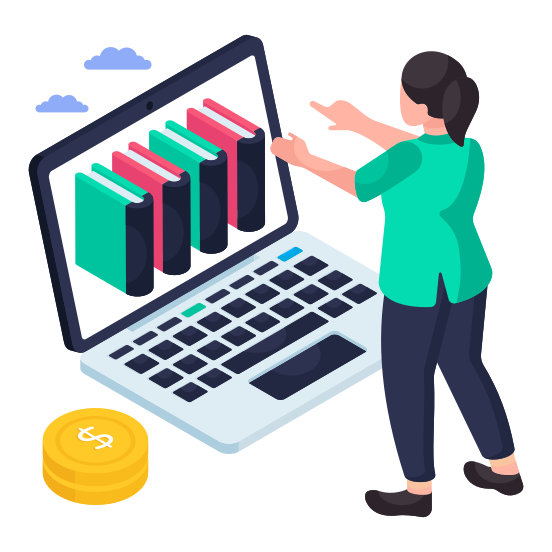 Online Library, Online Books, Online Booklets, Digital Library, E Books, illustration