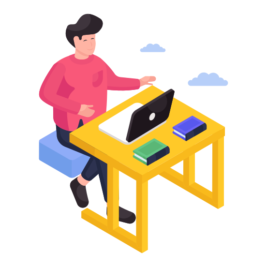 Online Student, Online Pupil, Online Learner, Laptop User, Tutee illustration