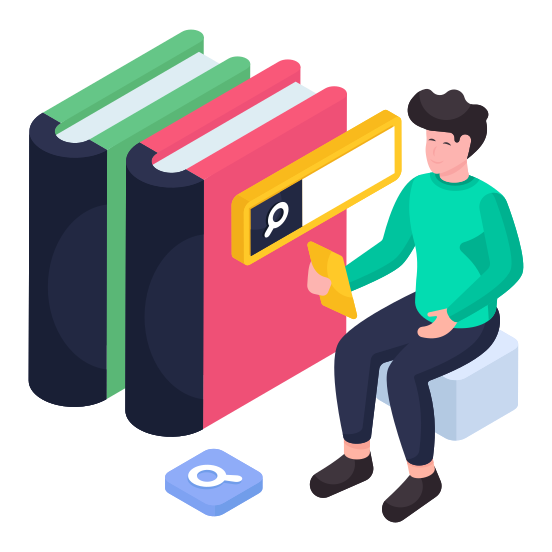 Search Book, Find Book, Look Book, Research Book, Explore Book illustration