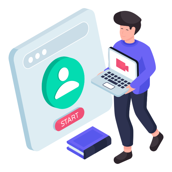 Start Video Lecture, Online Learning, Video Lecture, Online Class, Online Education illustration