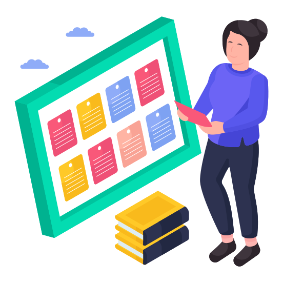 Task Plan, Task Board, Kanban Board, Scrum Board, Workboard illustration