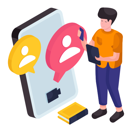 Video Chat, Video Communication, Video Conversation, Facechat, Live Chat illustration