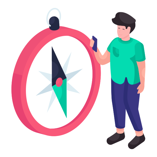 Compass, Windrose, Magnetic Tool, Orientation, Direction Tool illustration