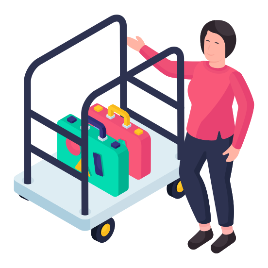Hotel Trolley, Trolley Bags, Handcart, Pushcart, Luggage Cart illustration