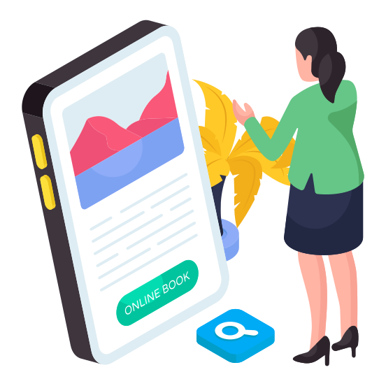 Online Booking, Mobile Booking, Ebooking, Booking App, Digital Booking, illustration