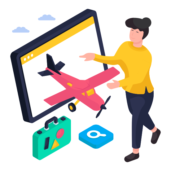 Online Flight Booking, Online Booking, Air Travel, Flight Booking Website, Flight Booking Webpage illustration