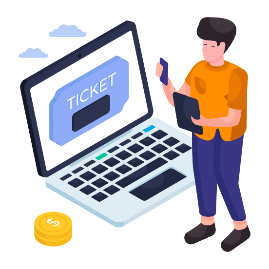 Online Ticket Booking, Raffle, Voucher, Permit Pass, Travel Pass, illustration