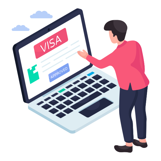 Online Visa, E Visa, Visa Approved, Tourist Visa, Visa Document illustration