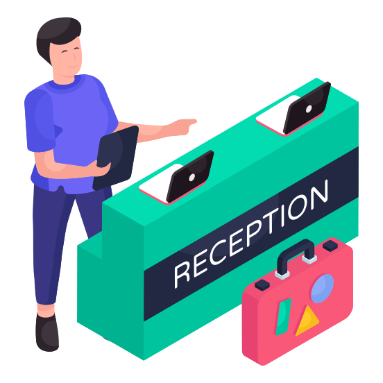 Reception Table, Reception Desk, Info Table, Info Desk, Front Desk illustration