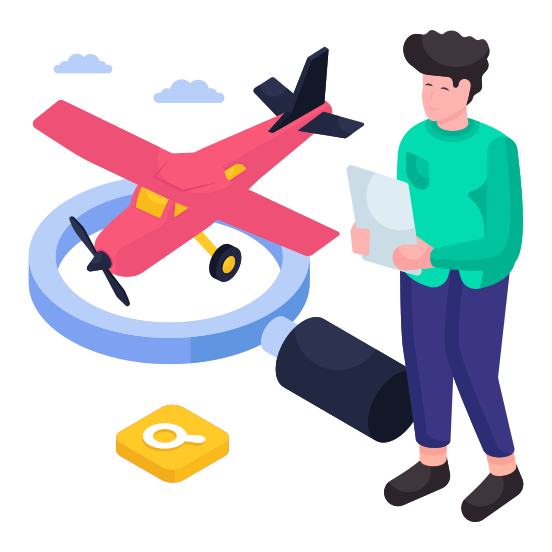 Search Flight, Flight Analysis, Flight Exploration, Find Flight, Flight Research illustration
