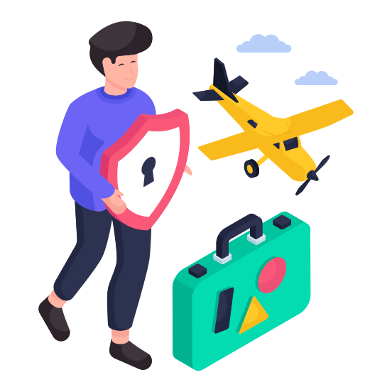 Travel Security, Travel Protection, Travel Safety, Secure Travel, Flight Security illustration