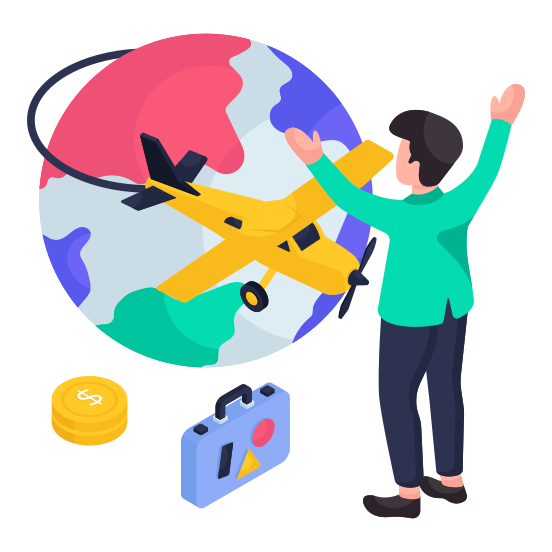 World Tour, World Travel, Travel Round The World, Global Travel, Global Flight illustration