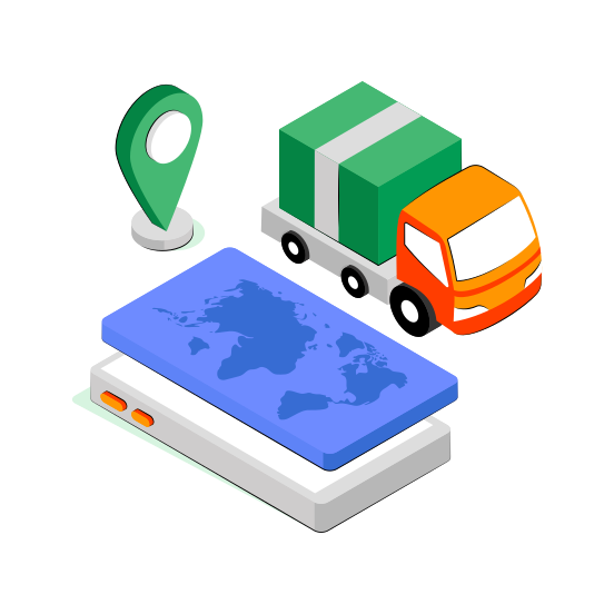 Cargo Location, Cargo Tracking, Road Freight, Cargo Truck, Logistic Delivery illustration