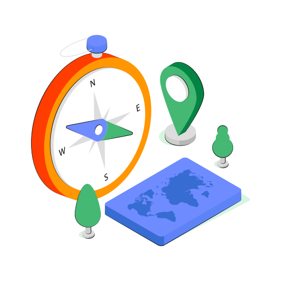 Compass, Windrose, Magnetic Tool, Orientation, Direction Tool illustration