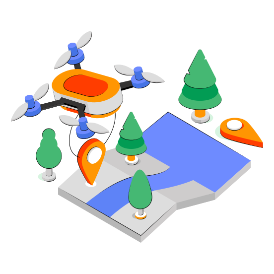Drone Location, Drone Direction, Quadcopter Location, Gps, Navigation  illustration