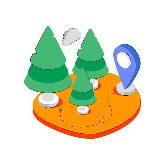 Forest Location, Trees Direction, Forest Gps, Navigation, Geolocation  illustration