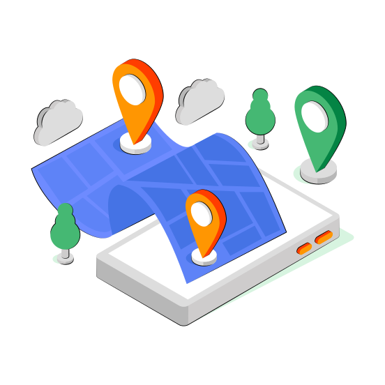 Mobile Map, Mobile Location, Mobile Direction, Gps, Navigation,  illustration