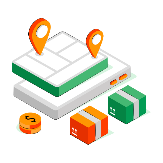 Parcel Location, Parcel Tracking, Package Location, Package Direction, Geolocation illustration