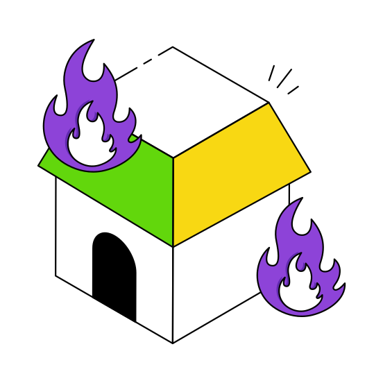 Home Fire, House Fire, Home Accident, House Accident, Fire Disaster,  illustration