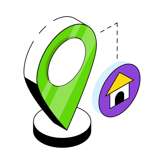 Home Location, House Location, Home Direction, House Direction, Home Navigation illustration