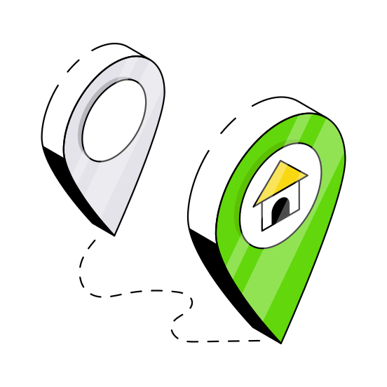Home Route, House Location, Home Direction, House Direction, Home Navigation illustration