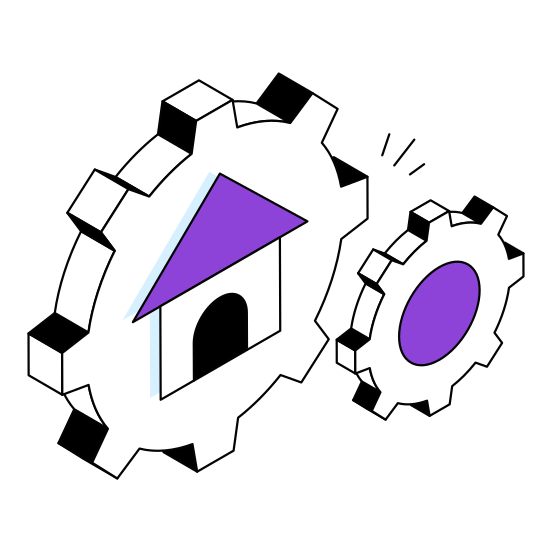 Home Setting, Home Configuration, Home Development, Home Management, Property Management illustration