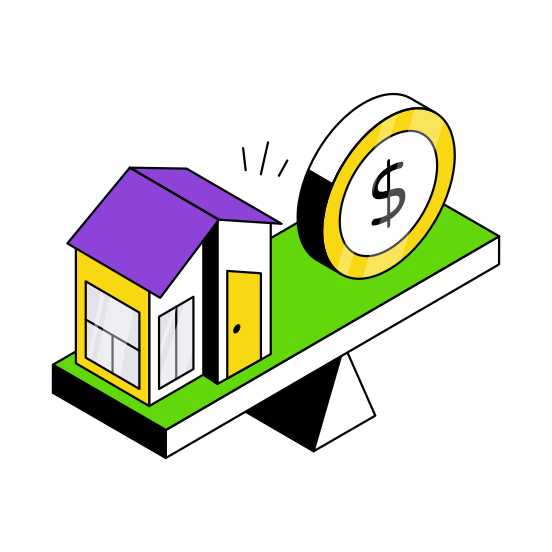 Home Vs Money, Home Balance, House Balance, Property Balance, Estate Balance  illustration