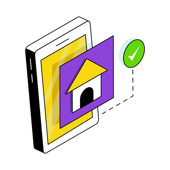 Online Property, Online House, Online Home, Online Real Estate, Real Estate App, illustration