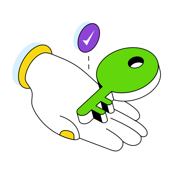 Ownership, Giving Key, Access, Home Key, House Key illustration