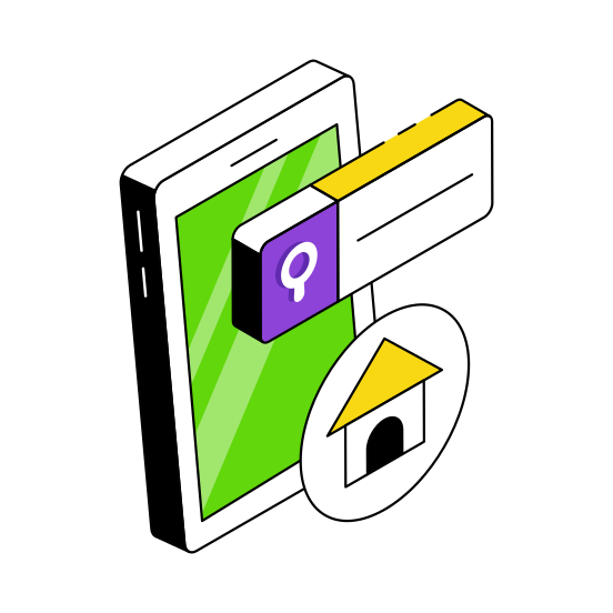 Search Mobile Home, Mobile House, Search Home, Search House, Search Property  illustration