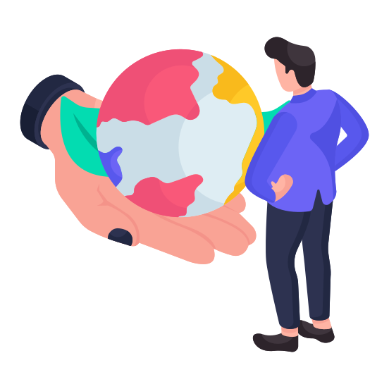 Global Care, Global Service, Earth Care, Universe Care, Planet Care illustration