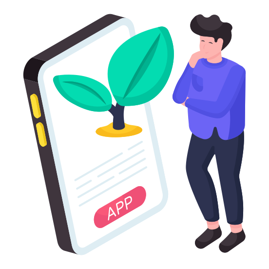 Mobile Leaf, Mobile Eco App, Mobile Ecology, Eco App, Online Leaf illustration
