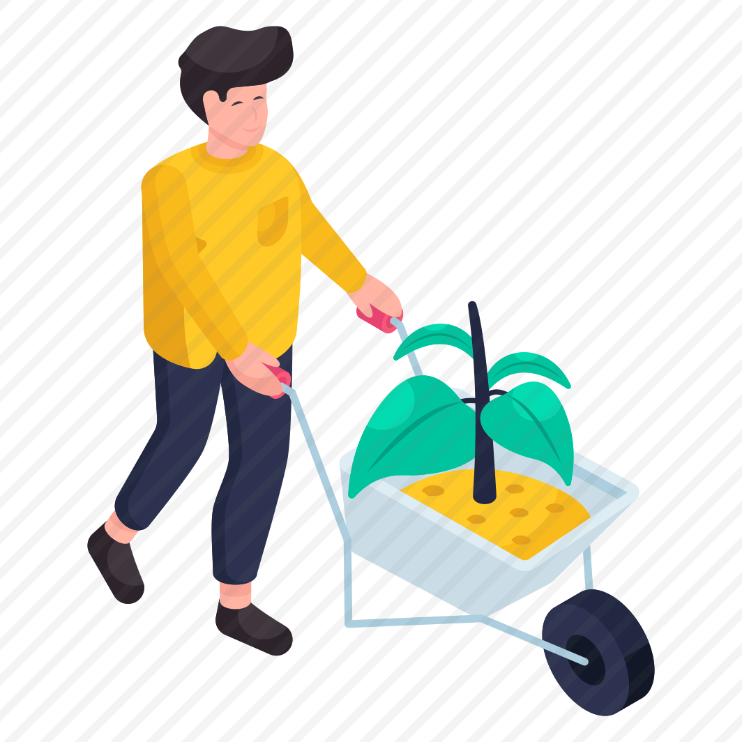 Plant Mulch, Growing Plant, Wheelbarrow, Pushcart, Handcart, preview