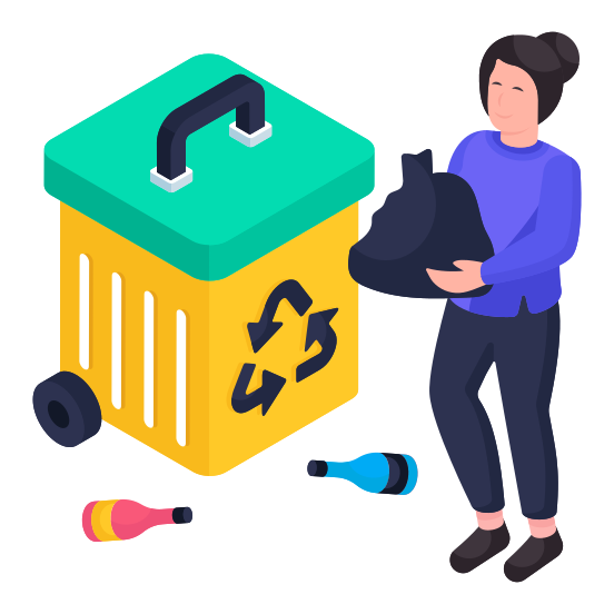 Recycle Bin, Wastebin, Dustbin, Garbage Can, Trash Bin illustration