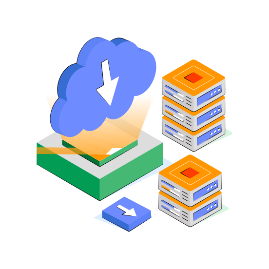 Cloud Data Download, Online Download, Data Download, Cloud Storage, Cloud Technology,  illustration