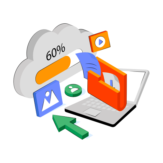 Cloud Data Loading, Cloud Technology, Cloud Computing, Cloud Document, Cloud Doc,  illustration