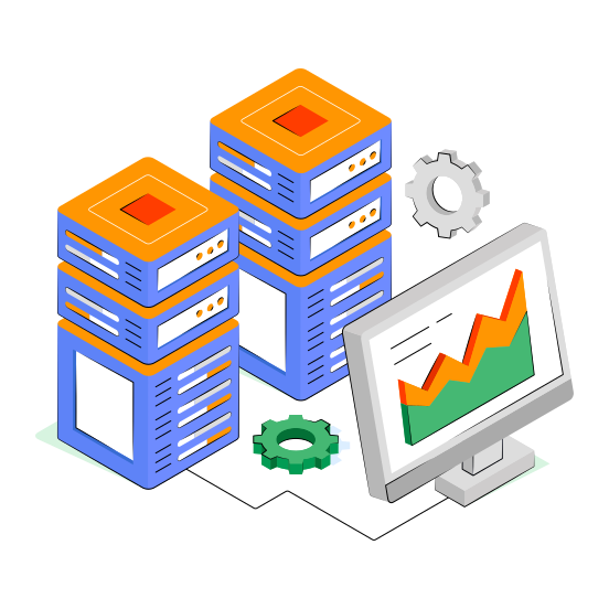 Data Hosting, Dataserver, Server Management, Data Management, Data Development  illustration