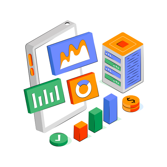 Mobile Data Analytics, Online Infographic, Online Statistics, Online Chart, Mobile Graph  illustration