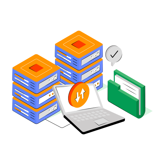 Online Data Transfer, Data Exchange, Data Transmission, Data Sync, Data Synchronization,  illustration