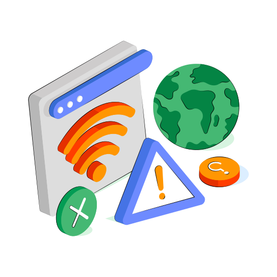 Wifi Error, Internet Error, Wireless Network, Broadband Connection, Network Error  illustration