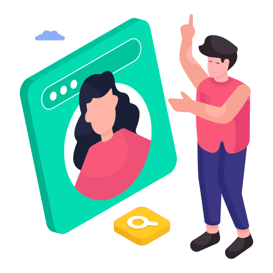 Online Interview, Virtual Interview, Facechat, Video Chat, Live Interview illustration