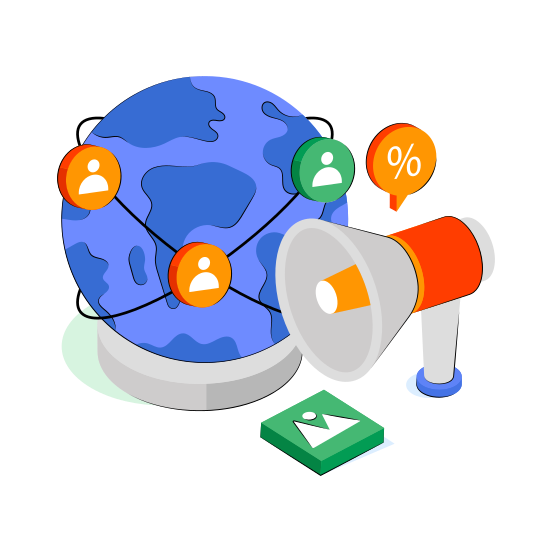 Global Marketing, Global Publicity, Global Announcement, Global Campaign, Digital Marketing  illustration