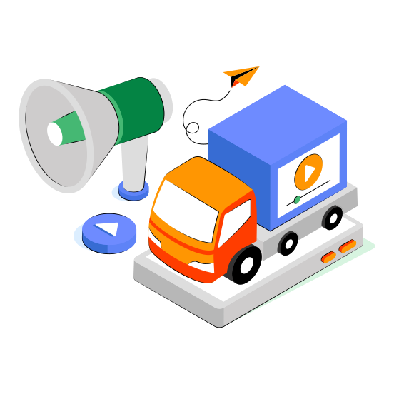 Media Van, Media Vehicle, Multimedia Van, Announcement Van, Announcement Vehicle,  illustration