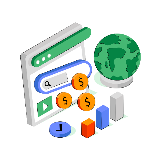 Search Money, Find Money, Money Analysis, Financial Research, Financial Exploration  illustration