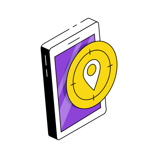 Mobile Current Location, Target Location, Direction, Gps, Navigation,  illustration